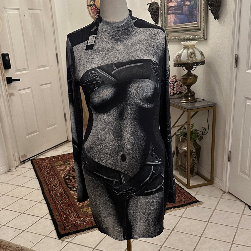 Black and Gray Illusion Dress
